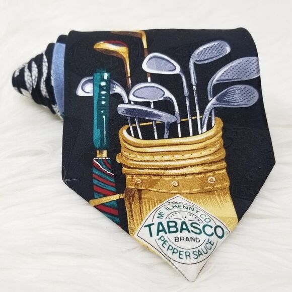 Tabasco Golfing Novelty Silk Neck Tie - Picture 1 of 6